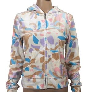Juicy Couture Track Jacket Y2K Style Multicolor Floral Sz Small EUC